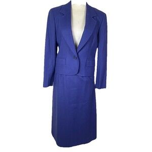 Vtg Pendleton Skirt Suit Set Virgin Wool Blazer  Blazer 8P Skirt 6 USA Royal